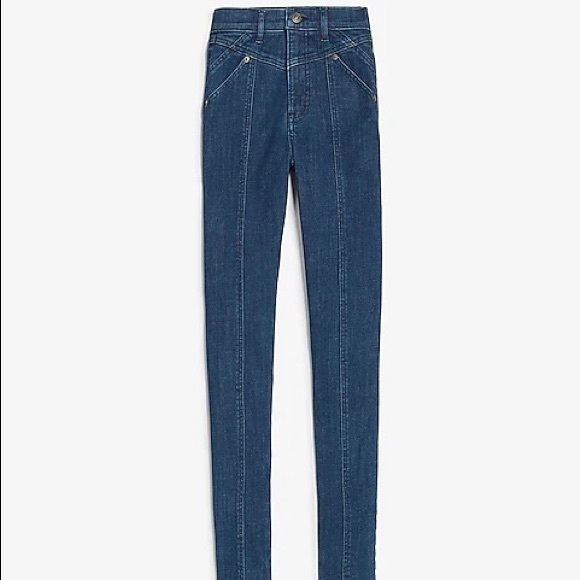 EXPRESS High Waisted Hyper Stretch Seamed Skinny Jeans - Picture 2 of 5